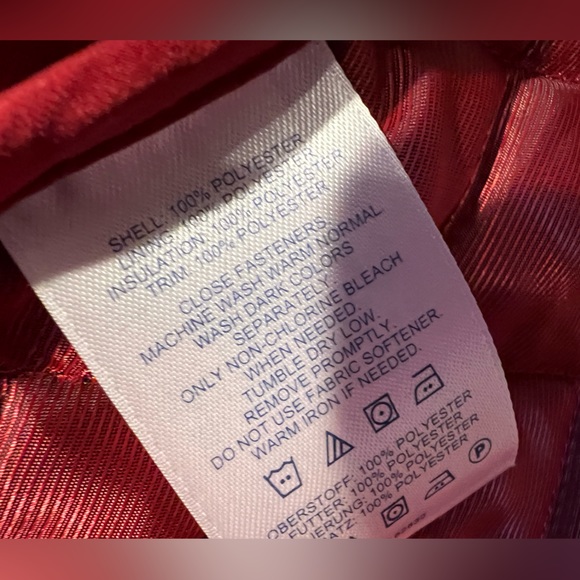 Gorgeous LANDS END Quilted, Snap Jacket -Cranberry Color, Brown Trim & POCKETS!! - Picture 12 of 12